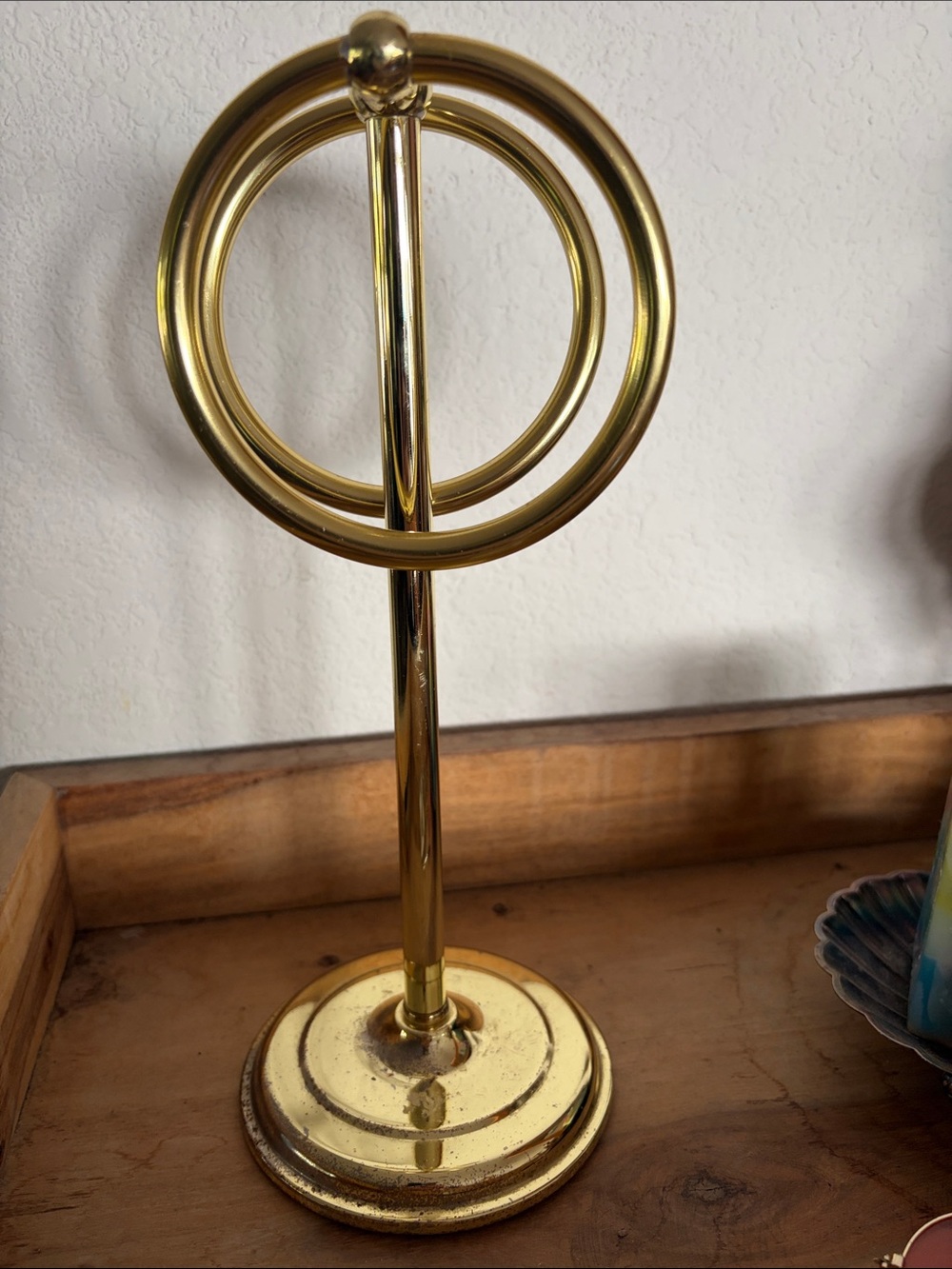 Gold Metal Napkin/Hand Towel Ring Stand - Polished Table Accent